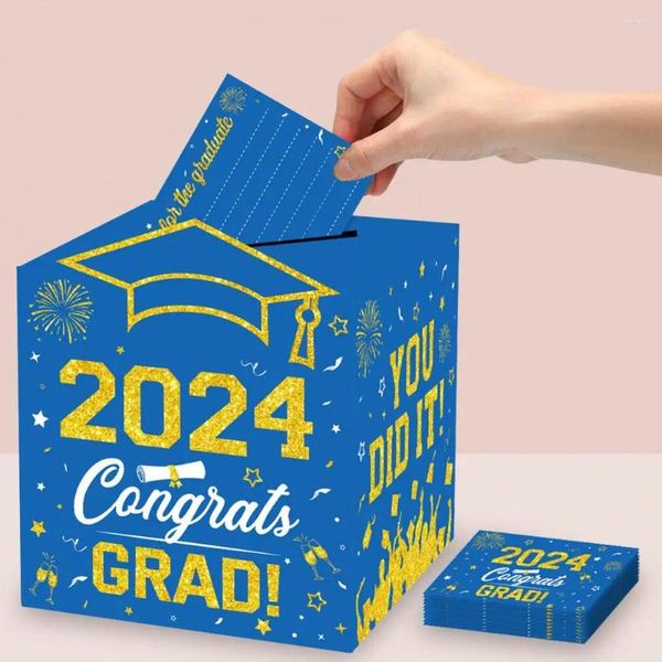 Support de la boîte de cartes de remise de diplôme, décoration de fête, carton pliable pour fêtes de fin d'études, assemblage facile