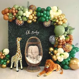 Feestdecoratie Groene Ballon Garland Arch Kit Jungle Safari Verjaardag Decoraties Baby Shower Boy Wild One 1st