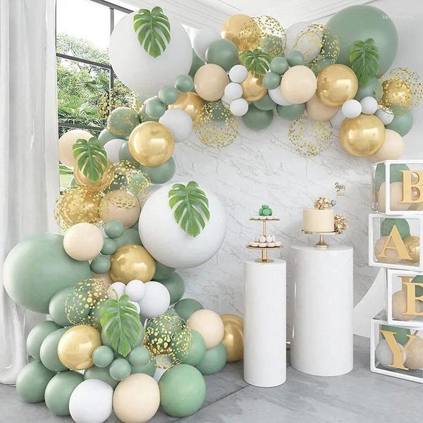 Decoración de fiesta Globo de oro verde Guirnalda Arco Cadena Boda Cumpleaños Globos Látex para niños Baby Shower