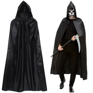 Feestdecoratie grimmig kostuumset Halloween Black Hooded Cloak Plastic Scythe Unisex Death Robe Fancy Dress volwassenen Devil Vampire Wizard