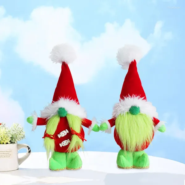 Decoración de fiesta Grinch Muñeca de pie sin rostro Moda Piel verde Monstruo Enano Elfo Decoraciones