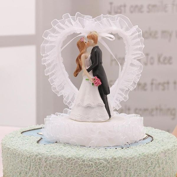 Décoration de fête marié mariée se marier résine personnage ornement de mariage gâteau Topper couple personnages Valentine cadeaux mise en page accessoire décor