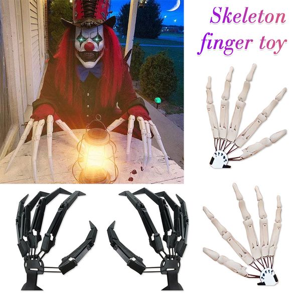 Décoration de fête Halloween Doigts articulés Scarry Faux Squelette Mains Réaliste Horreur Fantôme Griffe Props Doigt Gant 220901