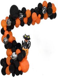 Decoración de fiesta Kit de guirnalda de globos de Halloween Juego de arcos de globos temáticos KTV Bar Decoraciones de puerta Globos de látex Gato negro XN5380792