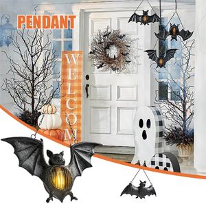 Décoration de fête Halloween chauve-souris LED lanterne lumière extérieure exquis pendentif suspendu ornement pour porche de jardin 220901