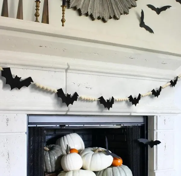 Décoration de fête Halloween Bat Tag Rope perle créatives Perles en bois de bricolage Mur à la maison.