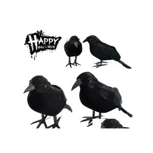 Party Decoration Halloween Black Crow Model Simation Fake Bird Animal Scary Toys for Home Horror Props Drop Delivery Garden Feestelijke Dhum1