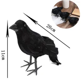 Décoration de fête Halloween corbeau noir Simulation faux oiseau Animal jouets effrayants modèle pour maison jardin décor extérieur accessoires d'horreur