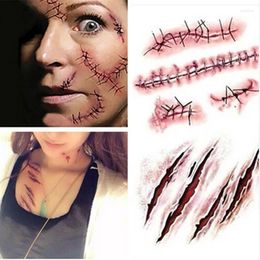 Decoración de fiestas Halloween Cuerpo de tatuaje de tatuaje de tatuajes Zombie Tatuajes con accesorios de sangre de cicatriz falso