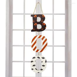 Décoration de fête Halloween Boo signe pour porte d'entrée mur en bois décor d'automne avec une corde et un crochet décorations faveurs pour la maison