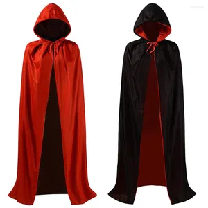 Décoration de fête Halloween Cape col montant à capuche réversible Cape adulte enfants Vampire sorcier noir rouge Cosplay Costume