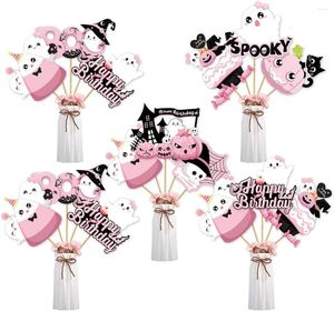 Party Decoration Halloween Centres décorations pour les filles Pink Black Birthday Centrophitpiece Sticks Spooky Ghost Table Toppers