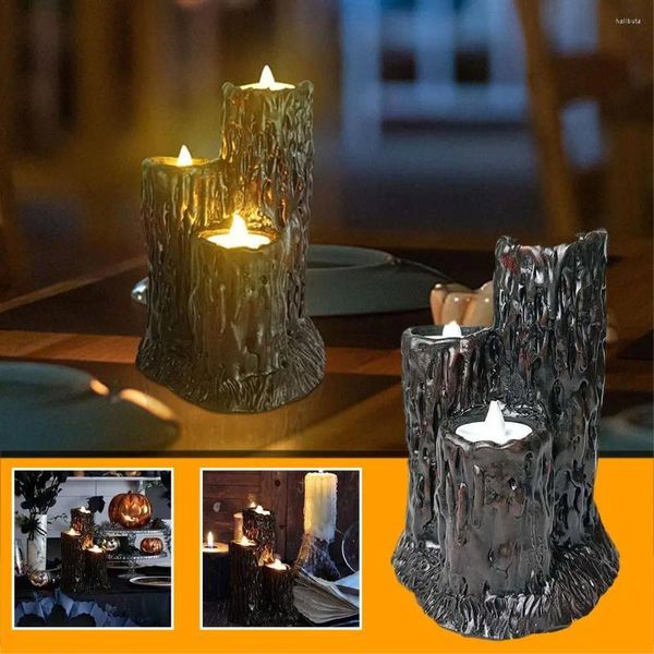 Décoration de fête Halloween, grappe de bougies fondantes avec 3 lumières en résine, artisanat, atmosphère corporelle, cadeau décoratif