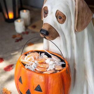 Feestdecoratie Halloween Decoratie Hond Elf Snoepkom Hars Ambachten Voor Kerst Decoratie Rekwisieten Thanksgiving Party DIY Decor 261t