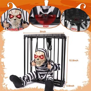 Party Decoration Halloween Decoratie Elektrisch skeletspeelgoed Flashing Light Sound Doll Scary Talk Prisoner Ghost Hoofd Horror Horror Party Props 220915