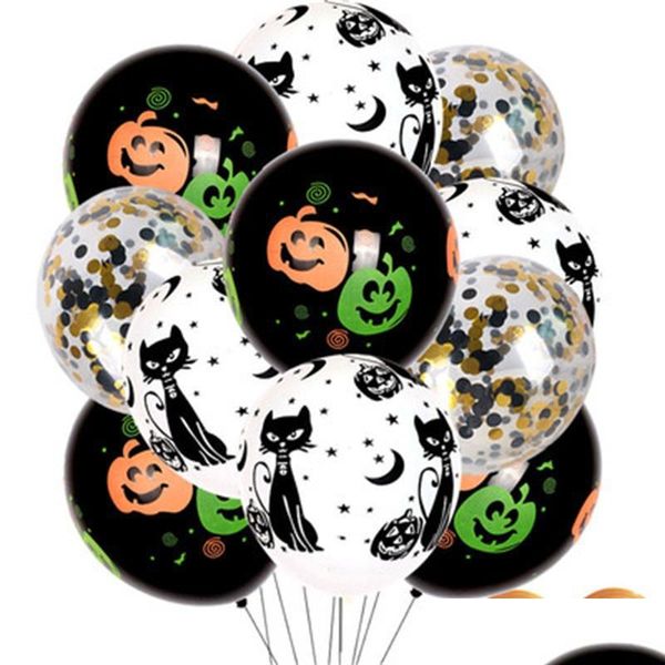 Décoration de fête Décoration d'Halloween Latex Balloon Party Enfants Jeux Arrangement Word Balloons Set Pumpkin Printing Festival 7 9 Dh45S