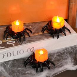 Décoration de fête Décorations d'Halloween LED Bougie Lumière En Plastique Araignée Citrouille Lampe Pour La Maison Bar Maison Hantée Décor Horreur Accessoires