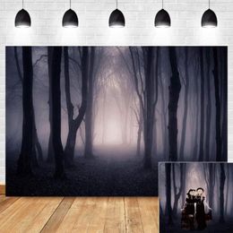 Décoration de fête Halloween forêt brumeuse fantôme hanté toile de fond Vampire effrayant des nuits bannière décor