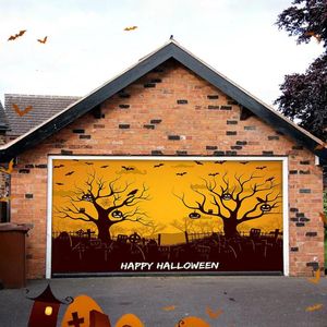 Décoration de fête Halloween porte de Garage fond tissu suspendu personnalité tapisserie grande taille mur
