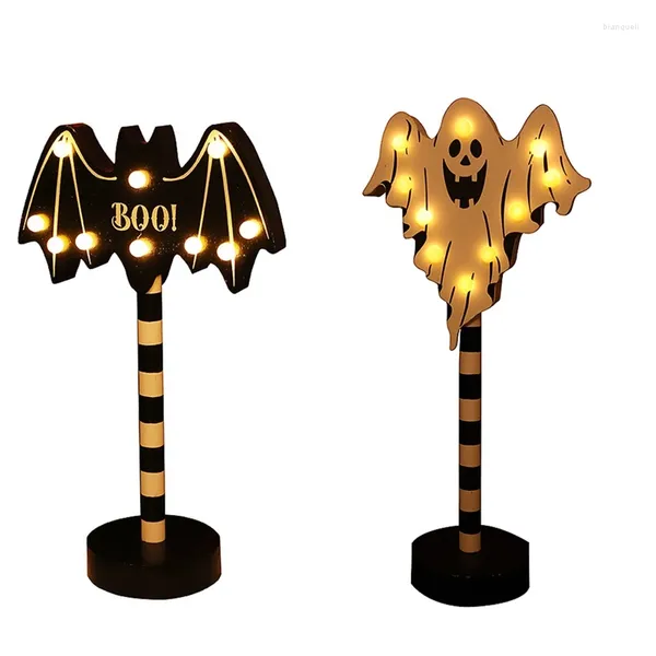 Party Decoration Halloween Ghost Festival Modeling Lights Pumpkin chauve décorative en bois durable Installer facile