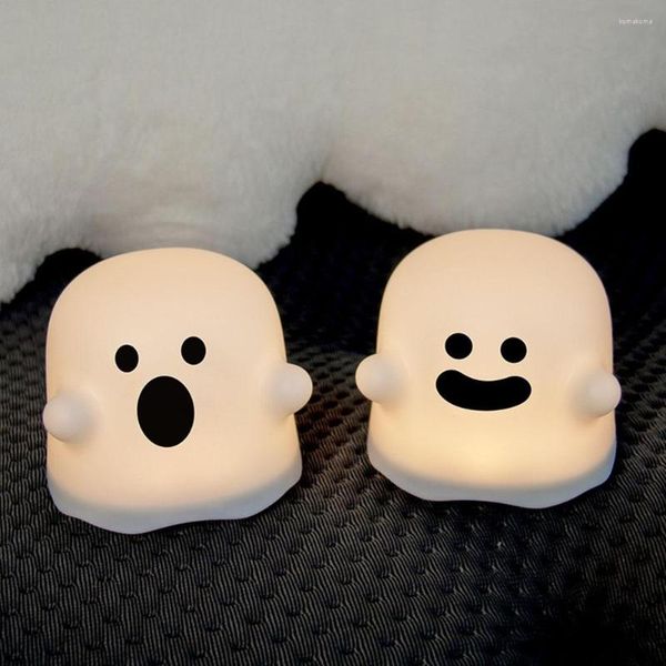 Decoración de fiesta Fantasma de Halloween LED Luz de noche Sensor táctil Temporizador cálido USB Lámpara de noche recargable para niños Bebé Juguete Regalo