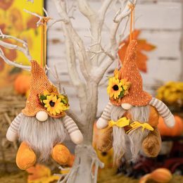 Décoration de fête Halloween Gnome Poupées Citrouille Tournesol Cadeaux de Noël Décorations de Thanksgiving Fournitures Chapeau tricoté Pendentif de poupée naine