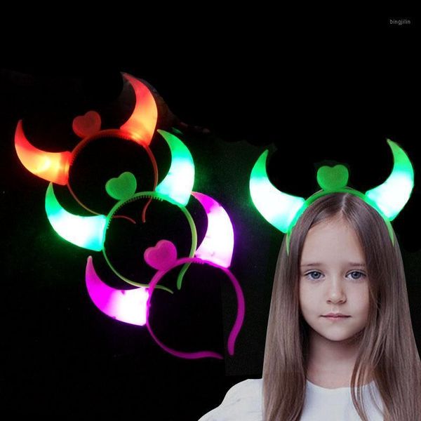 Décoration de fête Halloween LED clignotant lueur bandeau adultes enfants couronne coeur éclairer bandeaux cheveux accessoires fournitures