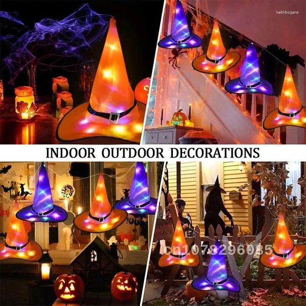 Décoration de fête Halloween Lights Lights Chapeaux de sorcière Cosplay Proppoys Tree extérieur Ornement suspendu décor