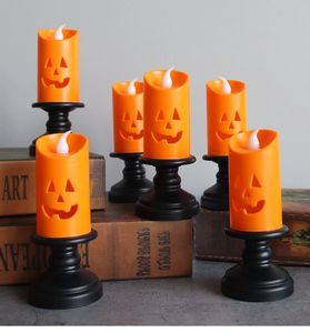 Party Decoration Halloween Lights Led Candle Pumpkin Candlestick Lamp Serty Spider Happy Halloween Carnival Horror Props 2022