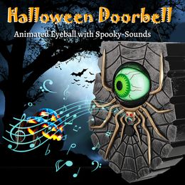 Party Decoration Halloween Lightup Doorbell geanimeerde pratende oogbol deurbel met spooky sounds trick or treat -evenement voor kinderen feest prop decor 220915