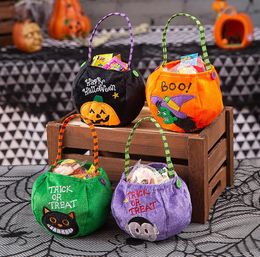 Party Decoration Halloween Loot Party Kids Pumpkin Trick or Treat Tote Bags Candy Bag Halloween-Candy Storage Bucket Portable Gift Basket SN6845