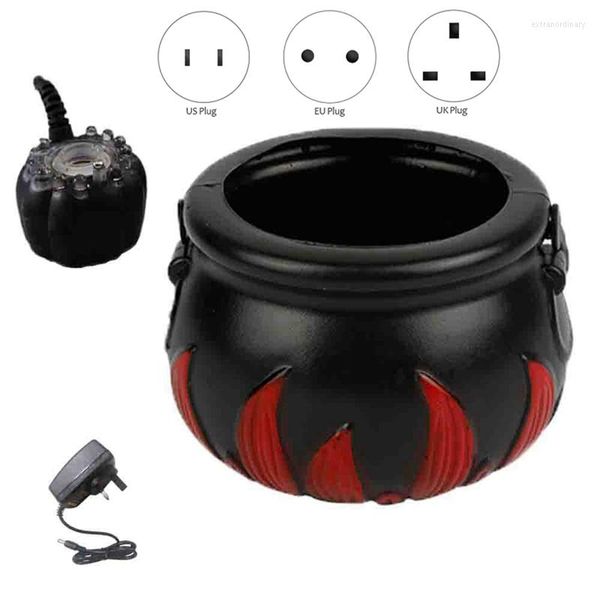 Decoración de fiesta Halloween Mist Maker Fogger Witch Cauldron Fog Water Pond Machine con 12 colores que cambian la luz LED