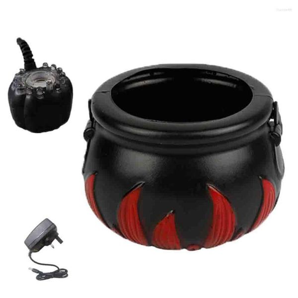 Decoración de fiesta Halloween Mist Maker Fogger Witch Cauldron Fog Water Pond Machine con 12 colores que cambian LED Light UK Plug