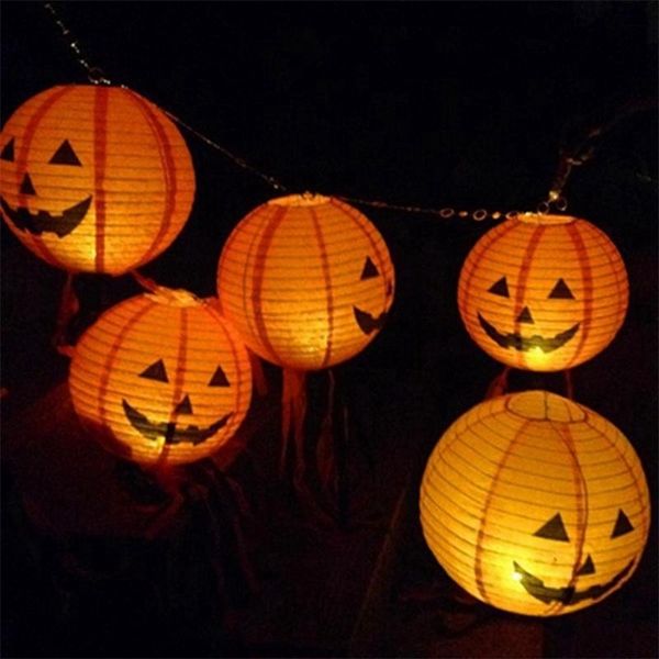 Décoration de fête Halloween papier lanterne citrouille araignée chauve-souris squelette suspendu pendentif horreur accessoires extérieur maison 220826