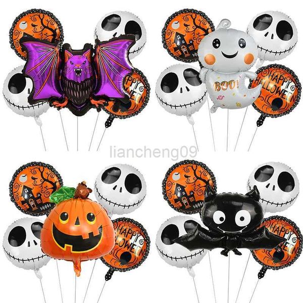 Decoración de fiesta Fiesta de Halloween Calabaza Murciélago Globos de aluminio Esqueleto Araña Inflable Globos de aire Juguete para niños Decoración de Halloween para el hogar al aire libre L0823