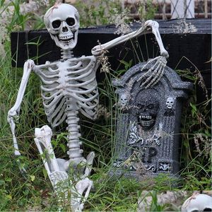 Décoration de fête Halloween Prop Squelette Humain Fl Taille Skl Main Vie Corps Anatomie Modèle Décor Maison Hantée Props Tête D'os Decorati Dhlxl