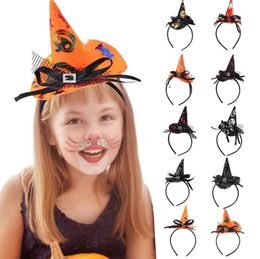 Party Decoration Halloween Pumpkin Hoofdband Oranje Witch Cosplay Hoofdtooi Kerstfeest Rekwisieten Haaraccessoires Hoed 21 kleuren RRE14487