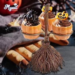 Decoración de fiestas Halloween Snack Snack Bowl Soporte de escobas de escobas Organizador de canasta extraíble Candy Fruit Dessert Decoración de regalos Accesorios