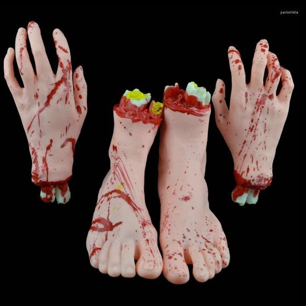 Decoración de fiestas Halloween manos cortadas/pies establecidos de disfraz de aterrador para suministros de casa embrujado horror