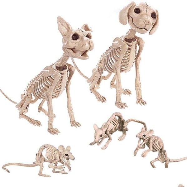 Décoration de fête Halloween Simation Animaux Souris Chien Chat Skl Os Ornements Bar Film Horreur Maison Hantée Accessoires Décorations Drop Del Dhtrx