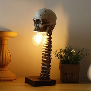 Feestdecoratie Halloween Skull Skelet Lamp Room Decor Horror 3d Standbeeld Tafel Licht ornament Haunted House Party Enge Props Home Decoratie 220915