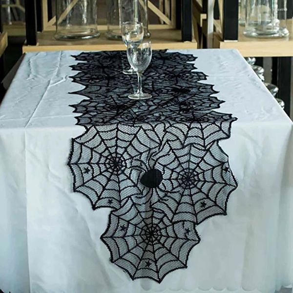 Decoración de fiesta Halloween Spiders Web Mantel Anti-escaldado Mesa Cubierta protectora Accesorios