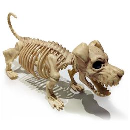 Décoration de fête Halloween ornements à thème effrayant chien squelette debout horrible maison hantée scène mise en page accessoires 220915