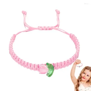 Décoration de fête Bracelet tissé en tissu fait à la main fleur tulipe chaîne tressée Bracelets corde pour filles femmes