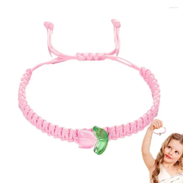 Decoración de fiesta Tela hecha a mano Pulsera tejida Flor Tulipán Cadena Pulseras trenzadas Cuerda para niñas Mujeres