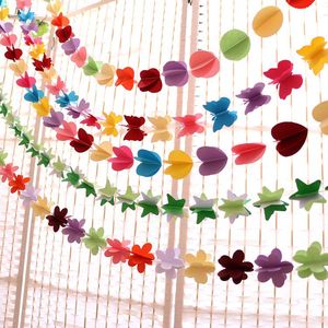 Décoration de fête suspendue papier fleurs coeur étoile papillon forme guirlande artificielle anniversaire mariage décorations événement fournisseurs