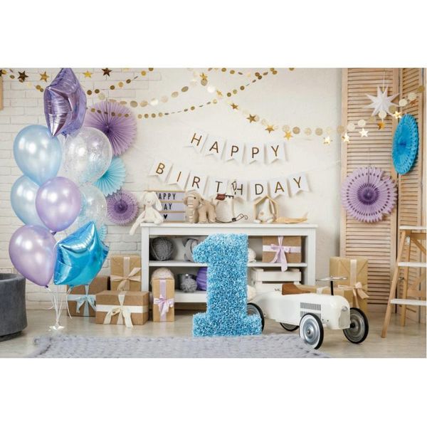 Décoration de fête joyeux anniversaire toile de fond mignon ornements ballon Pographie fond bébé douche Po stand accessoires