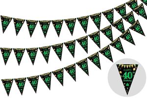 Décoration de fête Joyeux anniversaire Banner Triangle Flag Decor Decnant Pennant Anniversary Supplies 3Pack