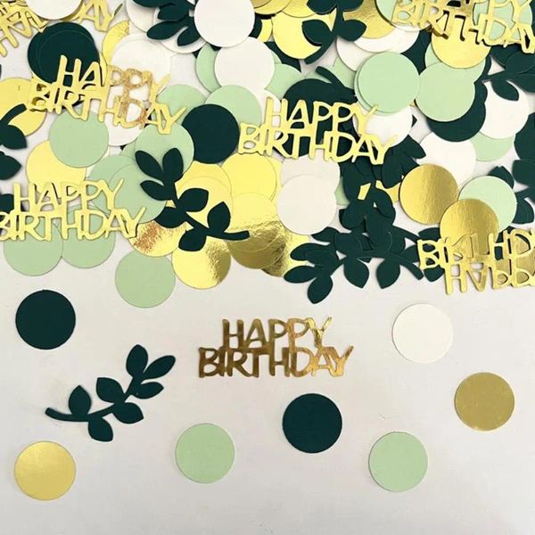 Decoración de fiesta Feliz cumpleaños Carta Confeti Conjunto colorido para mesa Verde Dorado Negro Hombres redondos