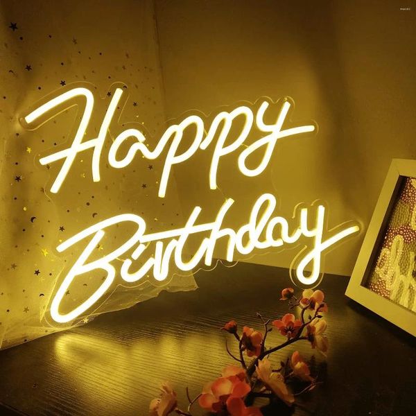 Décoration de fête Happy Birthday Sign Neon Lights Signes de mariage en acrylique LED LIGHT